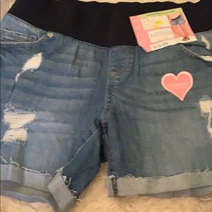 Maternity Denim Distressed Shorts